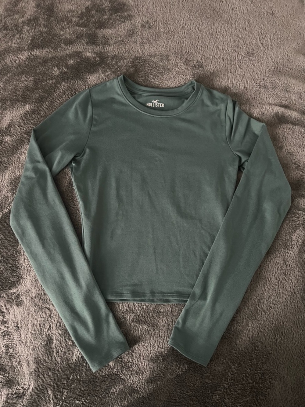 Hollister Women's Crew Neck Long Sleeve Top - Olive Green
